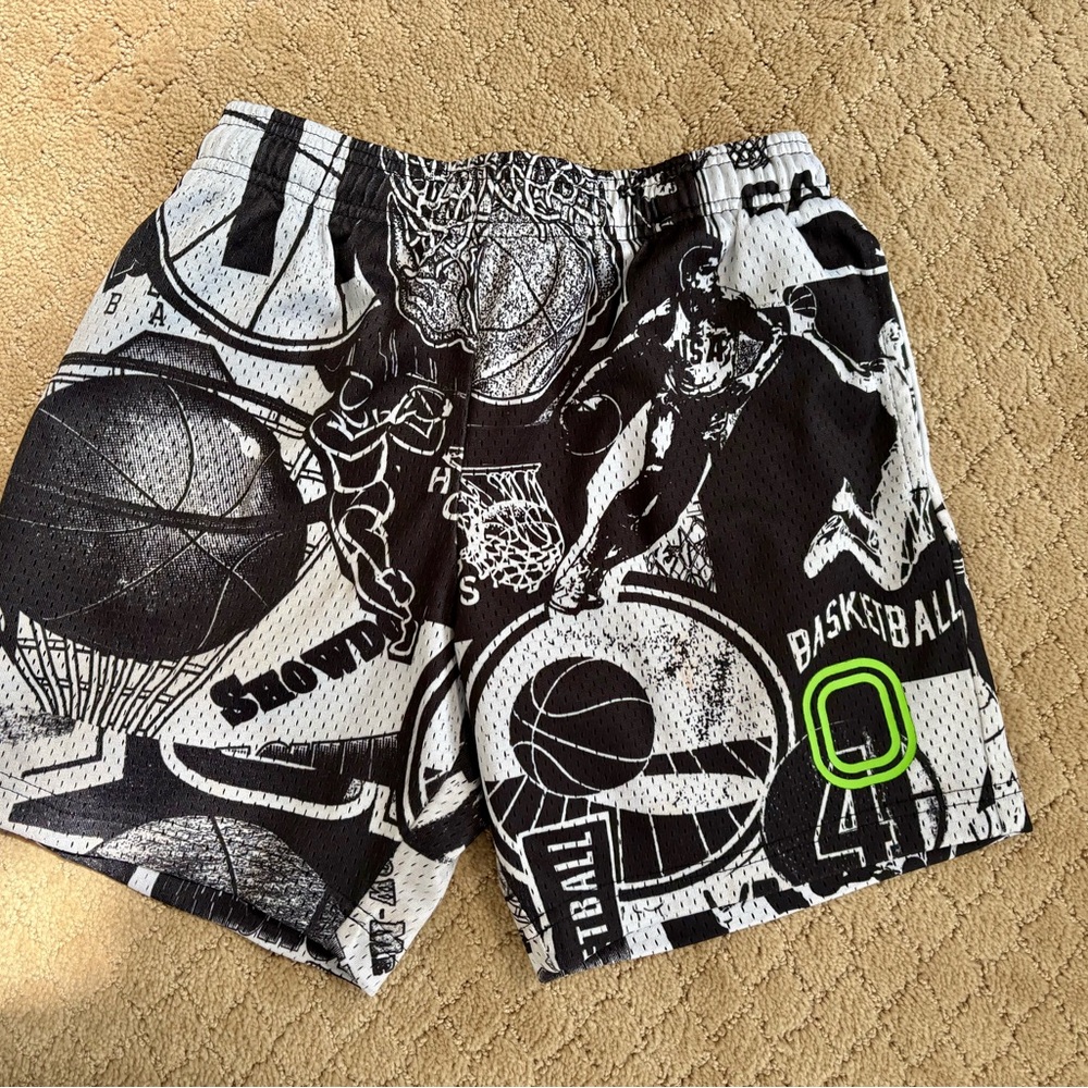 Kids Graphic Basketball Print Shorts